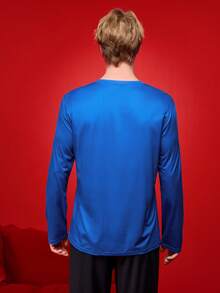 Notgurli Pizza Cartoon Print Crew Neck Men's Base Layer T-Shirt