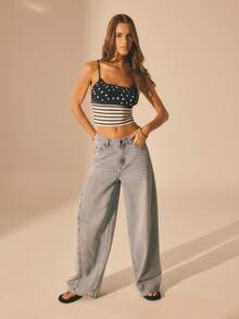 Aralina Maglietta casual e chic a pois e righe, perfetta per le vacanze estive e le gite al mare - Blu Navy - Visualizzare 4