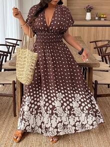Weeklong Plus Size Women's Casual Sleeveless Waist Defined A-Line Single-Sided Printed Vacation Dress, Spring/Summer - Multicolor - View 3