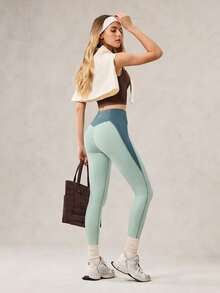 OutZeal Quần legging nữ ngoài trời, thích hợp cho Pilates, Yoga, tập luyện thường ngày, nhanh khô, ôm bụng, cạp cao, phối màu, quần thể thao mùa hè và mùa xuân. - Nhiều màu - Xem 5