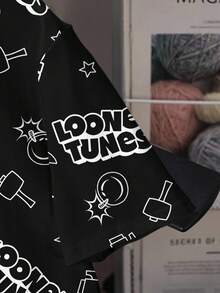 LOONEY TUNES X SHEIN Tween Boy Letter & Cartoon Graphic Round Neck Short Sleeve T-Shirt - White - View 5