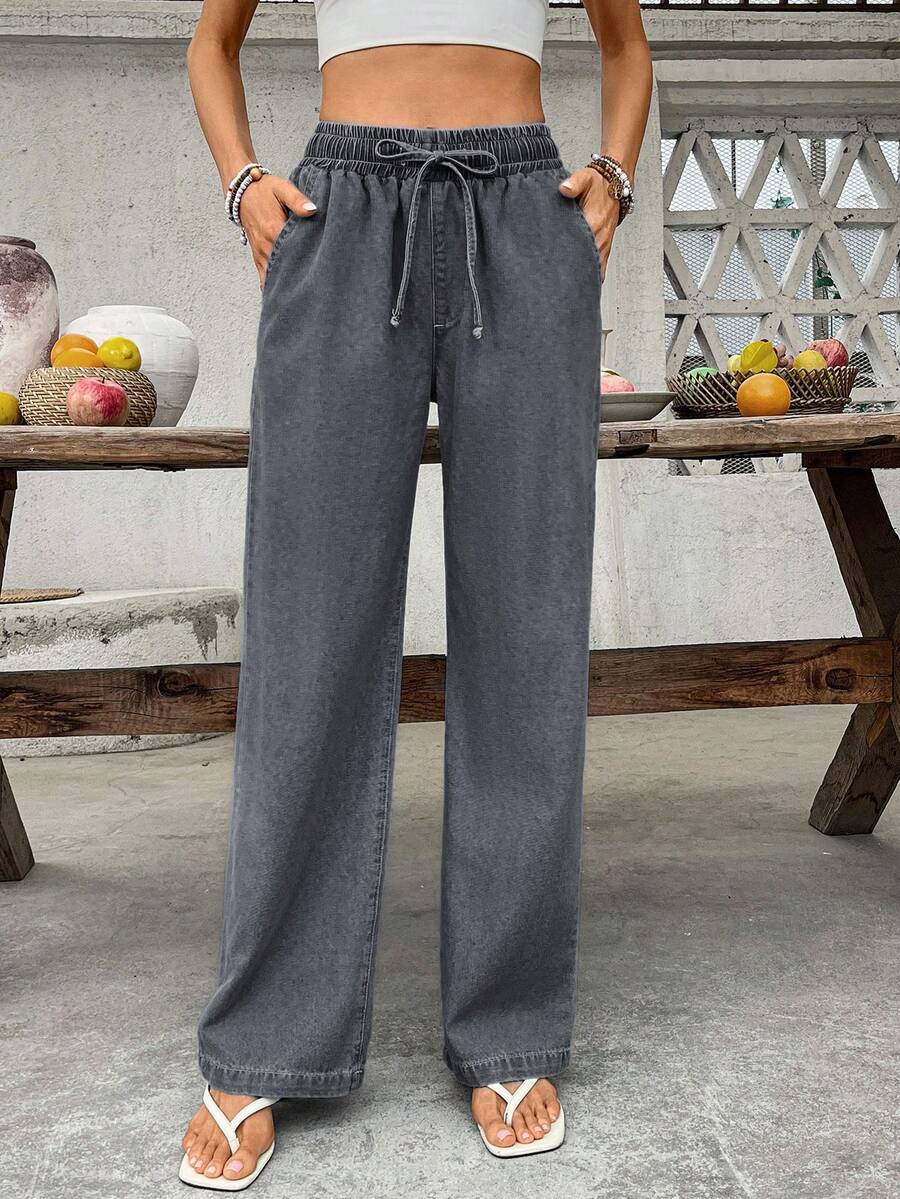 Breezaya Women's Solid Color Minimalist Everyday Jeans - Grey - View 1