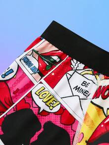 Notgurli Valentine's Day Funny Print Cartoon Graffiti Comic Street Style Family Party Men's Boxer Briefs, Mid-Length Trunks - Multicolor - View 6