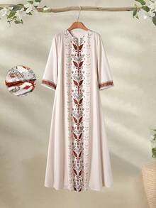 Rusticease 女士休闲宽松度假植物印花V领连衣裙 - 彩色 - 查看 6