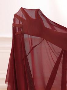 Slumberist Conjunto de camisola y bata de encaje con parches - Burdeos - Ver 9