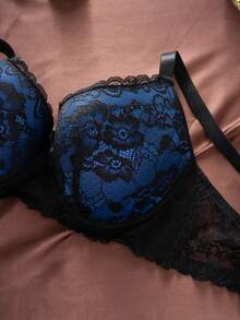 Esselle 1件加大码蕾丝钢圈文胸 - 彩色 - 查看 3