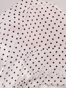 Avantive 波点图案荷叶边白色无袖上衣，适合夏季、春假、情人节等场合，时尚百搭，适合海滩休闲及正式场合。 - 白色 - 查看 7