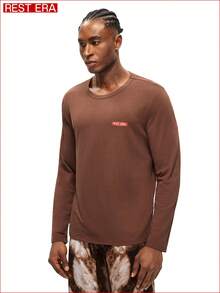 Rest Era Men's Letter Print Crew Neck Long Sleeve Loungewear Base Layer Top - Multicolor - View 4