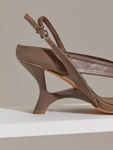 SHUZIA 女士系带日常时尚休闲优雅高跟凉鞋 - 摩卡棕 - 查看 7