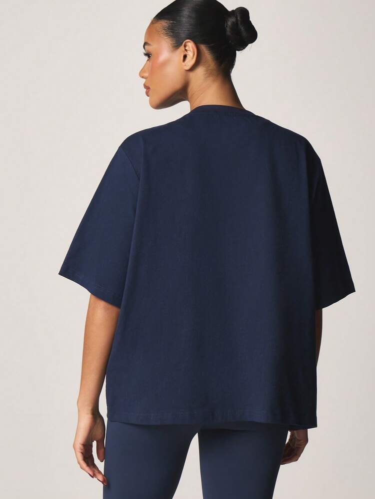 MISSGUIDED Health Wellness Club Oversized Graphic Print Short Sleeve Cotton T-Shirt Round Neckline
