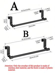 Stainless Steel Towel Rack Multi-Purpose Single Door Bathroom Kitchen Cabinet Towel Rag Rack Shelf Hanger Punch-Free Rag Hanger - Black - View 10