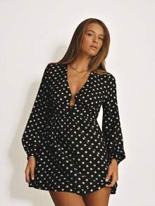 Aralina Fall Winter Western Boho Button Front Paid Gingham Cute Going Out Country Concert Mini Dress - Black and White - View 6