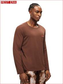 Rest Era Men's Letter Print Crew Neck Long Sleeve Loungewear Base Layer Top - Multicolor - View 5