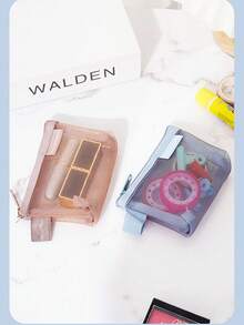 9pcs Large Capacity Nylon Triangular Mesh Toiletry Bag, Portable Waterproof Makeup Bag, Multifunctional Makeup Bag, Stationery Bag, Data Cable Storage Bag, Coin Purse - Multicolor - View 6