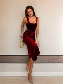 Bris Aura Red Glitter Twist Front Spaghetti Strap Sleeveless Dress,Sexy Women Dresses,Masquerade Ball Dress,New Year Women Dress,Sexy Red Dress,Sexy Party Dress,Birthday Women Outfits,New Year Women Clothes,New Year Party Dress,Rosso Ancora Dress