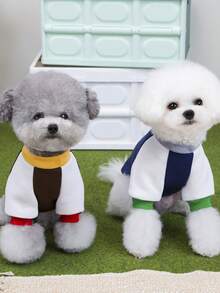 PETSIN Gilet et capuche en peluche veloutée pour animaux de compagnie pour l'automne/l'hiver - Pull doux et chaud avec boucle de traction pour chiens, chats et petits animaux, à porter à l'intérieur/à l'extérieur - Multicolore - Voir 8