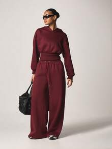 MISSGUIDED Women Comfort Wide Leg Drawstring Sweatpants Relaxed Fit High Waisted Casual Jogger Pants Fall Winter Loungewear