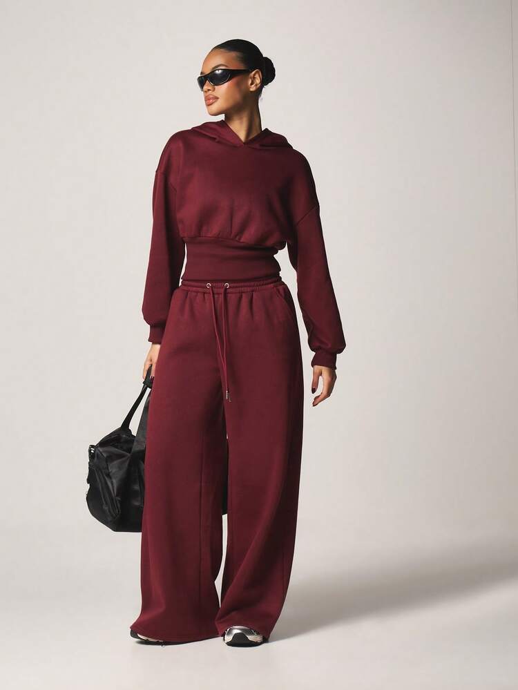 MISSGUIDED Women Comfort Wide Leg Drawstring Sweatpants Relaxed Fit High Waisted Casual Jogger Pants Fall Winter Loungewear