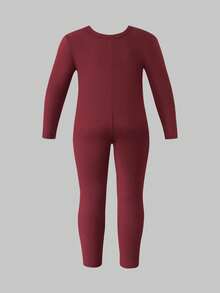 2pcs Jumpsuit Anak Perempuan Musim Gugur/Dingin, Pas Badan, Hangat, Warna Polos, Bahan Lembut untuk Kenyamanan Saat Dipakai, Warna Polos, Cocok untuk di Rumah, Musim Semi/Musim Gugur/Musim Dingin - MultiWarna - View 3