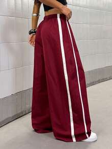 StreetHx Women's Street Casual Sports Wide Leg Pants, Spring/Summer - Red - View 2