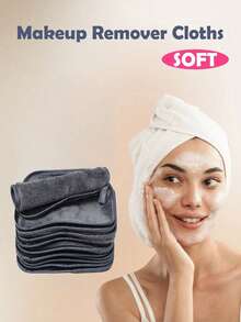 1/4/10pcs Make-Up Remover Cloth Set Reusable, Ultra-Soft Washable Cloth Suitable For All Skin Types, Washable Makeup Remover Cloth Puff/Towel - Multicolor - View 3