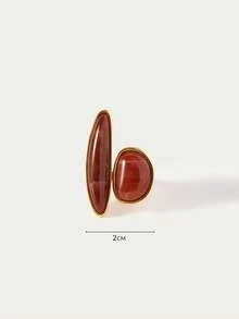 Glisma Anillo individual para mujer, de calidad premium/estilo antiguo/elegante, chapado en oro de 18 quilates, sexy/vintage, para mamá/mujer/niña/madre, para verano/playa/baile de graduación/fiesta, con capas/gemas/cuentas/cristales - Marrón - Ver 6