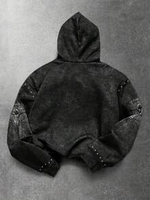 Manfinity EMRG Áo hoodie nam thiết kế phong cách đường phố với họa tiết Chúa Jesus và đá giả lấp lánh, thích hợp mặc mùa đông, áo nỉ mùa thu. - Nhiều màu - Xem 2