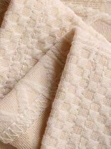 DAZY Söt texturerad jacquardstickad spetskant för kvinnors pyjamaset - Beige - Visa 6