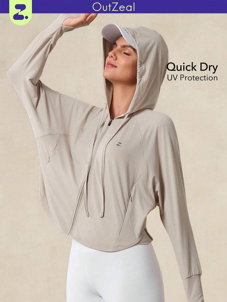 OutZeal Women UV Protection UPF50+ Quick-Dry Breathable Hooded Sun-Proof Jacket Daily Casual