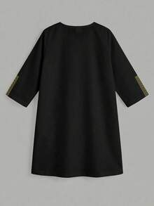 SHEIN Young Boy Long Shirt, Arabic Robe, Classic Retro Floral Print Pattern - Multicolor - View 4