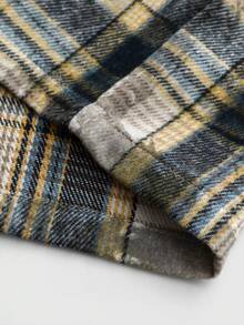 PAVTROS Men's Vintage Checkered Shirt,Baggy,Grunge,Long Sleeve Shirts,Streetwear Long Sleeve Boxy Zip-Front Shirt, Retro Reinterpretation, Classic Checkered And Distressed Pattern, Minimalist Numeric Accents, Striking And Modern, Fusion Of Contemporary And Vintage Styles, Suitable For Casual, Streetwear, Outdoor, Theme Parties, Fashion Outfits, Holiday Gifts, Boyfriend/Husband Gifts - Yellow - View 6