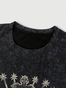 ROMWE MEN Street Life Men's Casual Snowflake Print Tank Top - Black - View 3