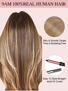 7 件装 20 个夹子直发接发 100% 真人发色 F4/27# 中棕色挑染蜜金色 14-22 英寸 115 克双纬隐形夹发接发雷米天然真人发适合女性女孩日常使用 - SP4/27 - 查看 11