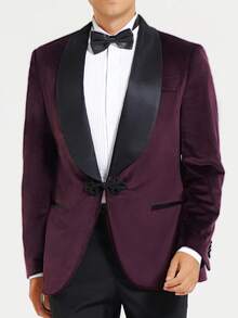 Manfinity AFTRDRK Men's Single-Breasted Casual Versatile Commuter Business Long Sleeve Suit Jacket - Purple - View 3