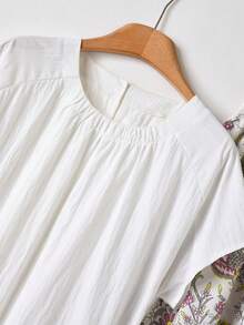 Rusticease Bộ váy áo hai mảnh tay ngắn in hoa phong cách thường ngày dành cho nữ. - Nhiều màu - Xem 5