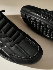 CUCCOO EASI 男士休闲鞋，男士道德训练鞋，黑色平底帆布鞋，带绑带，舒适耐穿，适合办公室和户外穿着。 - 黑色 - 查看 5