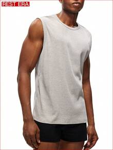 EasyFave 1 chiếc áo lót nam dệt kim gân màu xám - Xám - Xem 4