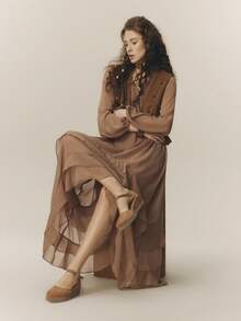 女士编织绳坡跟凉鞋，度假风波西米亚复古美式西部音乐节派对装扮 - 棕色 - 查看 2