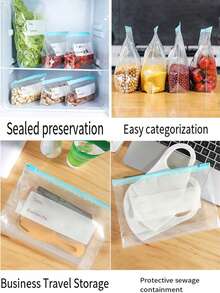30Pcs Zipper Food Preservation Bags, Random Zipper & Pattern Design, Moisture-Proof Odor-Resistant Storage Pouch For Vegetables, Meat, Cereals, Oats And Beans, Practical Kitchen Organizer, Ideal Holiday Gift For Mom - Multicolor - View 9