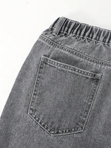 SHEIN Casuvi Kids Teen Boy Distressed Elegant Full Print Zebra School Spirit Denim Jeans - Light Grey - View 6