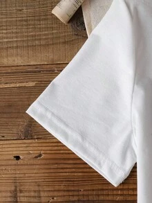 FRIENDS X SHEIN Áo thun nữ tay ngắn cổ tròn dáng rộng, thoải mái, thích hợp cho mùa hè. - trắng - Xem 5