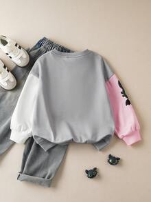 SHEIN How to Train Your Dragon 1pc Young Girl Casual Style Cartoon Pattern Crew Neck Long Sleeve Comfortable Sweatshirt - Multicolor - View 2