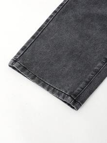 SHEIN 青少年男孩破洞口袋宽腿宽松休闲牛仔裤