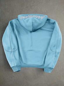 PAVTROS Áo hoodie nam in chữ, kiểu dáng thường ngày, thích hợp cho mùa Thu/Đông. - Màu xanh nhạt - Xem 2