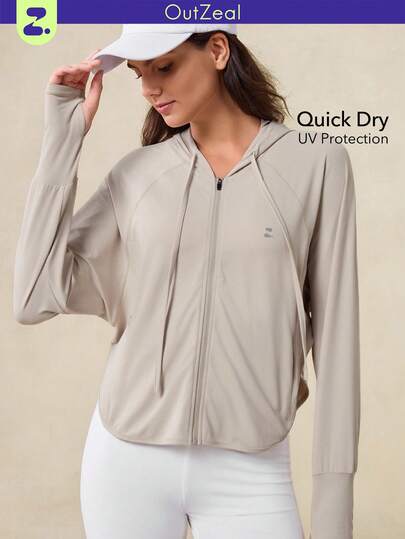 OutZeal 女士防紫外线UPF50+速干透气连帽防晒外套，日常休闲款