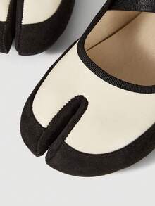 SheIn MOD Women's Fashionable Versatile Commuting Colorblock Flats Valentine's Day - Black and White - View 5