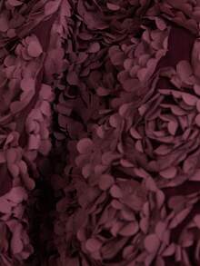 BELROSIE Embroidered Mesh Petal Rose Bodycon Mini Party Dress - Burgundy - View 7