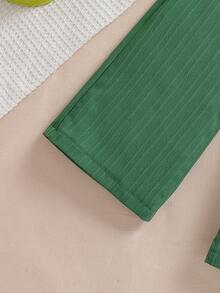 SHEIN 女童两件套度假夏季沙滩无袖上衣+宽松直筒裤套装，适合假日旅行，绿色套装，女童编织套装 - 綠色 - 查看 8