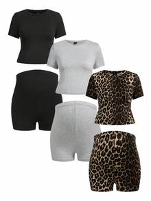 Modmama Setelan Kasual Ibu Hamil 3 Potong - Kaos Lengan Pendek Kerah Bulat dan Celana Pendek - MultiWarna - View 15