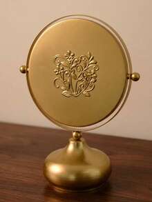 Cirelle Gương trang điểm có chân đế - Khung kim loại tròn, kiểu dáng cổ điển châu Âu, gương để bàn có thể điều chỉnh độ cao, thích hợp cho phòng tắm và phòng ngủ. - Vàng - Xem 2